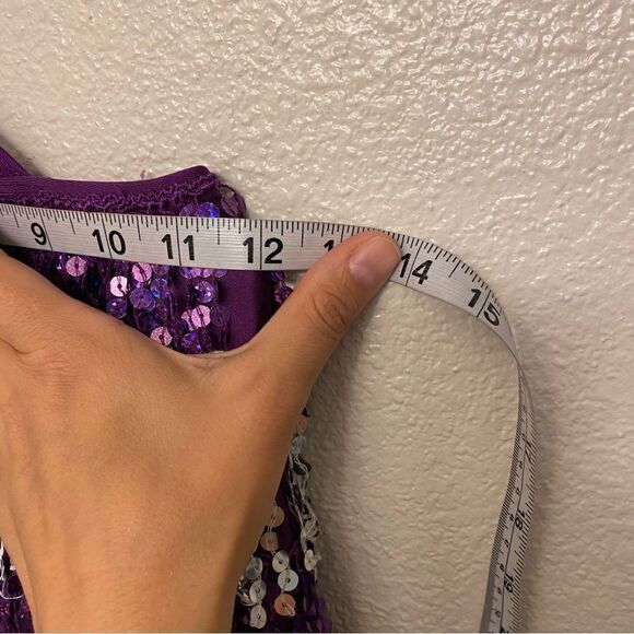 Glamour dance costume purple sequin gems rhinestone fringe embellished child M/L - Picture 9 of 14